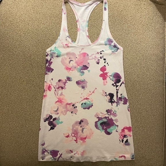 lululemon athletica Tops - Lululemon Cool Racerback Blurred Blossoms Multi Colour Tank Size 2